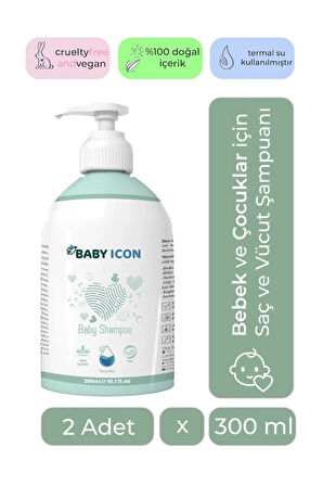 Saç Ve Vücut Bebek Şampuanı - 2 Adet x 300 ml Doğal, Vegan Sülfat Ve Parfüm Içermez