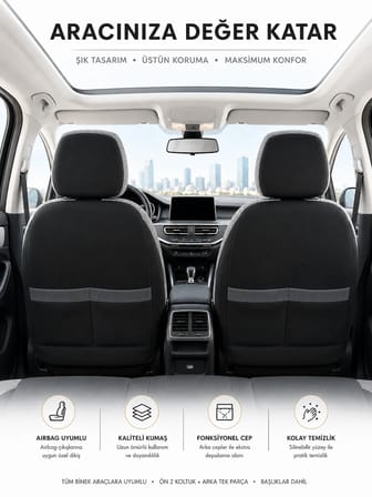 Citroen C3 2002-2025 Uyumlu Oto Koltuk Kılıfı Tam Set Airbag Uyumlu 4 Mevsim Cotfit Serisi