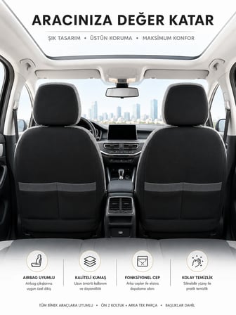 Hyundai Accent Blue Uyumlu Oto Koltuk Kılıfı Tam Set Airbag Uyumlu 4 Mevsim Cotfit Serisi