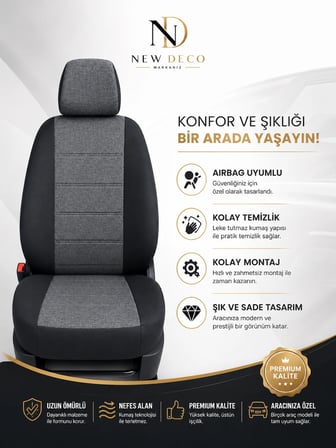 Mitsubishi Carisma Uyumlu Oto Koltuk Kılıfı Tam Set Airbag Uyumlu 4 Mevsim Cotfit Serisi