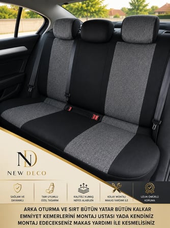 Peugeot 206 Uyumlu Oto Koltuk Kılıfı Tam Set Airbag Uyumlu 4 Mevsim Cotfit Serisi