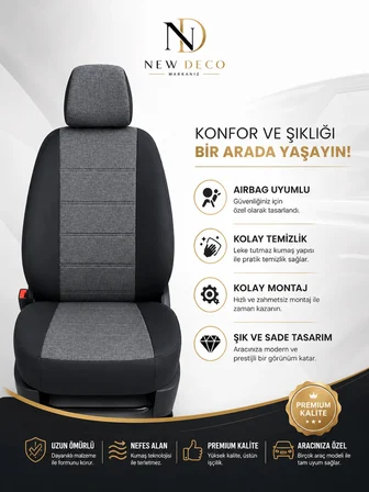 Volkswagen Passat B7 Uyumlu Oto Koltuk Kılıfı Tam Set Airbag Uyumlu 4 Mevsim Cotfit Serisi