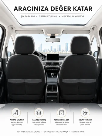 Opel Corsa E Kasa Hatchback 2015-2019 Uyumlu Oto Koltuk Kılıfı Tam Set Airbag Uyumlu 4 Mevsim Cotfit Serisi