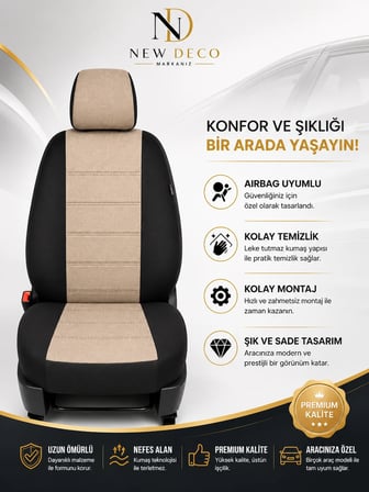 Honda Civic Uyumlu Oto Koltuk Kılıfı Tam Set Airbag Uyumlu 4 Mevsim Cotfit Serisi