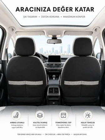 Renault Fluence Uyumlu Oto Koltuk Kılıfı Tam Set Airbag Uyumlu 4 Mevsim Cotfit Serisi