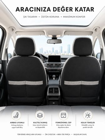 Toyota Corolla XL Sedan 1993-1998 Uyumlu Oto Koltuk Kılıfı Tam Set Airbag Uyumlu 4 Mevsim Cotfit Serisi