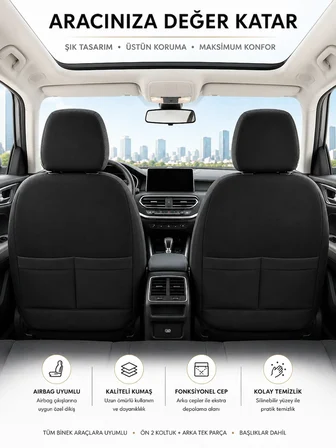Kia Rio Uyumlu Oto Koltuk Kılıfı Tam Set Airbag Uyumlu 4 Mevsim Cotfit Serisi