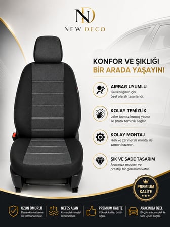 Opel Vectra B Uyumlu Oto Koltuk Kılıfı Tam Set Airbag Uyumlu 4 Mevsim Cotfit Serisi
