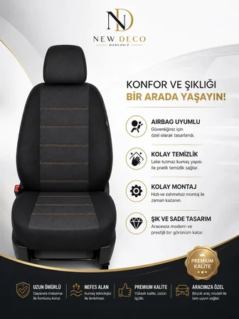Renault Megane 2 Hatchback 2004-2008 Uyumlu Oto Koltuk Kılıfı Tam Set Airbag Uyumlu 4 Mevsim Cotfit Serisi