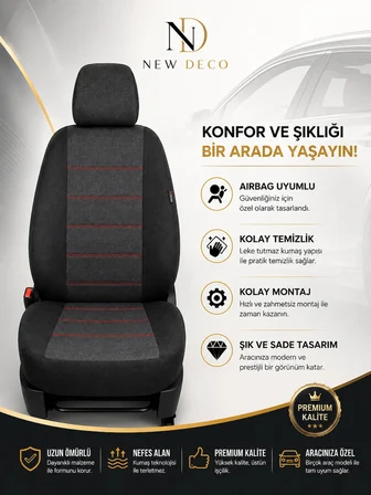 Peugeot 405 Uyumlu Oto Koltuk Kılıfı Tam Set Airbag Uyumlu 4 Mevsim Cotfit Serisi