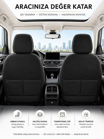 Hyundai Accent Era Uyumlu Oto Koltuk Kılıfı Tam Set Airbag Uyumlu 4 Mevsim Cotfit Serisi