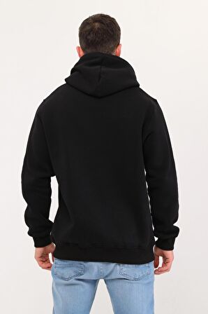 Erkek Kapüşonlu Siyah Sweatshirt Hoodie