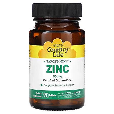 Country Life Target-Mins Zinc citrate , picolinate , bisglycinate 50 mg 90 Tablet Immune Health