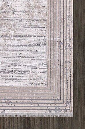 Artemis Halı Couture 008639A Gri Bej Çerçeveli Eskitme İpek Halı
