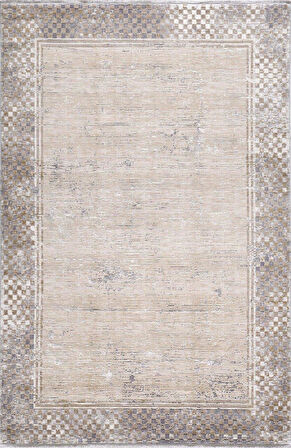 Artemis Halı Couture 00866A Gri Gold Çerçeveli Eskitme İpek Halı