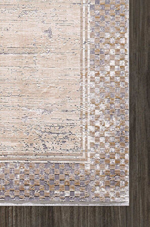 Artemis Halı Couture 00866A Gri Gold Çerçeveli Eskitme İpek Halı