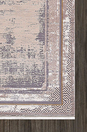 Artemis Halı Couture 00867B Gri Bej Çerçeveli Eskitme İpek Halı