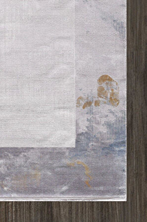 Artemis Halı Couture 00891A Gri Mavi Çerçeve Desenli İpek Halı