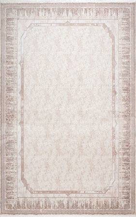 Artemis Halı Couture 05198C Bej Kemik Çerçeve Desenli İpek Halı