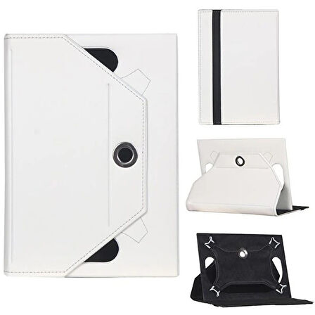 Apple Uyumlu İpad 3 A1403 Universal Standlı Tablet Kılıfı Beyaz