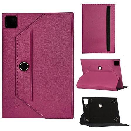 Apple Uyumlu iPad Pro 12.9 5. Nesil A2461 Universal Standlı Tablet Kılıfı Pembe