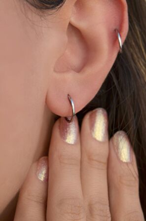 10 mm Düz Çelik Halka Piercing Gümüş Renk