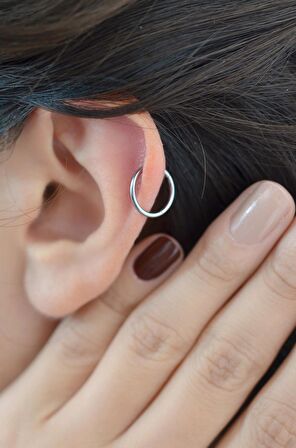 10 mm Düz Çelik Halka Piercing Gümüş Renk