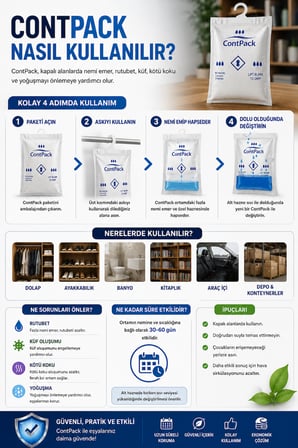 Contpack Konteyner Depo Nem Alıcı Rutubet Engelleyici Korozyon Önleyici 20 Adet 7600 gr