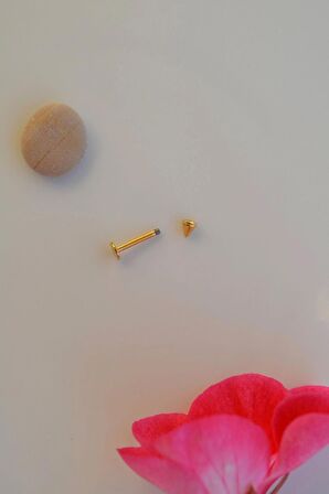 Gold Renk Arkası Düz 316 L Çelik Piercing Tragus Helix Kıkırdak Lob Dudak 8 mm