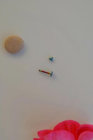 Hologram Renk Arkası Düz 316 L Çelik Piercing Tragus Helix Kıkırdak Lob Dudak 8 mm