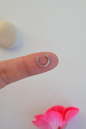 8 mm Gümüş Renk Mini Nokta Toplu Çelik Piercing Tragus Helix Kıkırdak Lob Daith Forward Helix