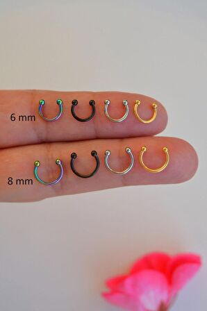 8 mm Gümüş Renk Mini Nokta Toplu Çelik Piercing Tragus Helix Kıkırdak Lob Daith Forward Helix