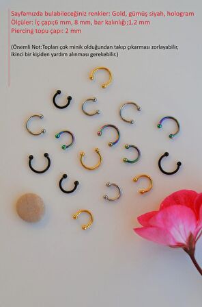 8 mm Gümüş Renk Mini Nokta Toplu Çelik Piercing Tragus Helix Kıkırdak Lob Daith Forward Helix