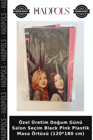 Özel Üretim Doğum Günü Salon Seçim Black Pink Plastik Masa Örtüsü (120*180 cm)