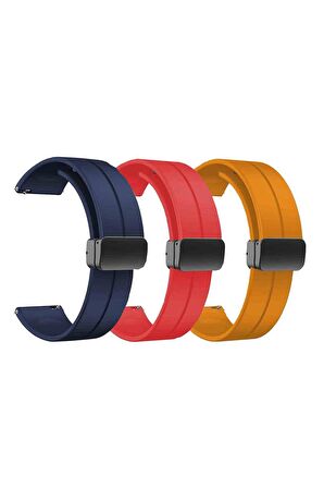Huawei GT2 46mm Kordon/Kayış Çizgili Tasarım Metal Toka Esnek Sağlam Silikon Kordon