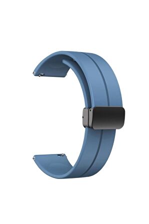 Samsung Galaxy Watch 42mm Kordon/Kayış Çizgili Tasarım Metal Toka Esnek Sağlam Silikon Kordon