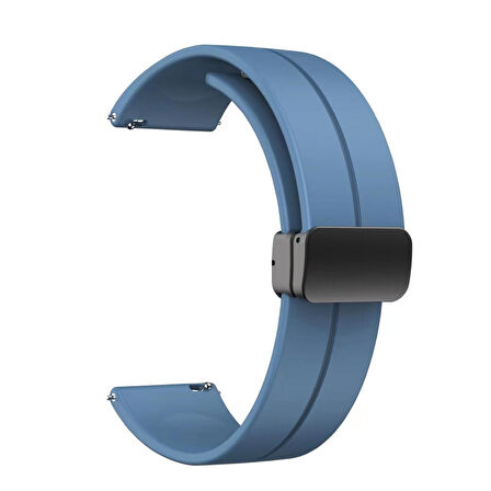 Samsung Galaxy Watch 42mm Kordon/Kayış Çizgili Tasarım Metal Toka Esnek Sağlam Silikon Kordon