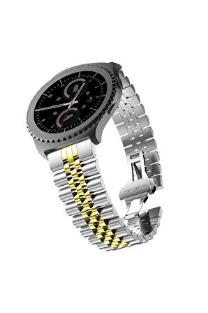 Samsung Galaxy Watch 42mm Kordon/kayış Parlak Paslanmaz Çelik Rolex Dizayn Kordon Kayış