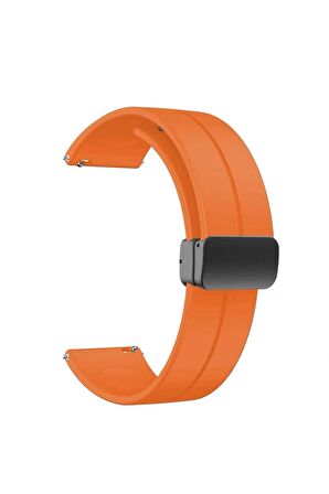 Samsung Gear S2 Uyumlu Kordon/Kayış Çizgili Tasarım Metal Toka Esnek Sağlam Silikon Kordon