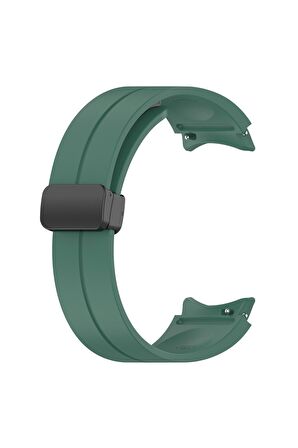 Samsung Galaxy Watch 4 40mm Kordon/Kayış Çizgili Tasarım Metal Toka Esnek Sağlam Silikon Kordon