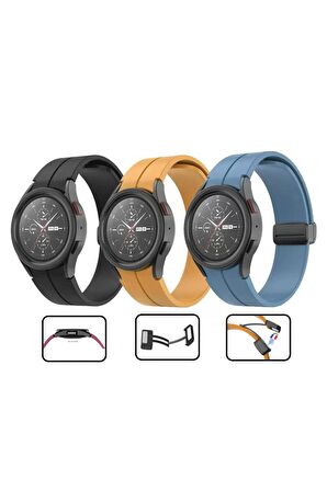 Samsung Galaxy Watch 5 40mm Kordon/Kayış  Uyumlu Tasarım Metal Toka Esnek Sağlam Silikon Kordon