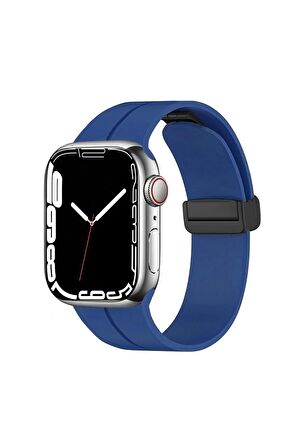 Apple Watch 40mm Kordon/Kayış Çizgili Tasarım Metal Toka Esnek Sağlam Silikon Kordon