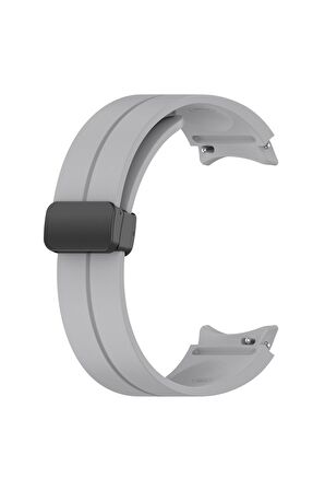 Samsung Galaxy Watch 5 44mm Kordon/Kayış Çizgili Tasarım Metal Toka Esnek Sağlam Silikon Kordon