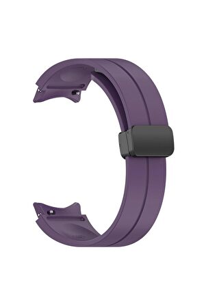 Samsung Galaxy Watch 5 40mm Kordon/Kayış Çizgili Tasarım Metal Toka Esnek Sağlam Silikon Kordon