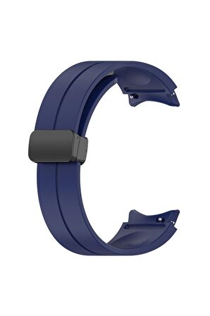 Samsung Galaxy Watch 5 40mm Kordon/Kayış Çizgili Tasarım Metal Toka Esnek Sağlam Silikon Kordon