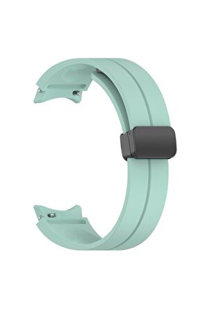 Samsung Galaxy Watch 5 44mm Kordon/Kayış Çizgili Tasarım Metal Toka Esnek Sağlam Silikon Kordon