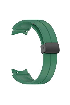 Samsung Galaxy Watch 4 44mm Kordon/Kayış Çizgili Tasarım Metal Toka Esnek Sağlam Silikon Kordon