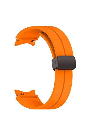 Samsung Galaxy Watch 4 44mm Kordon/Kayış Çizgili Tasarım Metal Toka Esnek Sağlam Silikon Kordon