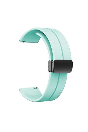 Huawei Honor Magic 2 46mm Uyumlu Kordon/Kayış Çizgili Tasarım Metal Toka Esnek Sağlam Silikon Kordon