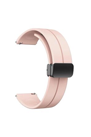 Samsung Galaxy Watch 46mm Kordon/Kayış Çizgili Tasarım Metal Toka Esnek Sağlam Silikon Kordon